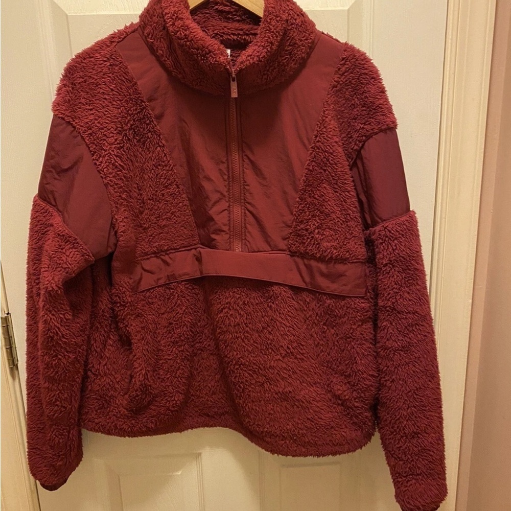 Victorias Secret Pink Oversized Half Zip Teddy Pullover Jacket Rose Colored Sz M